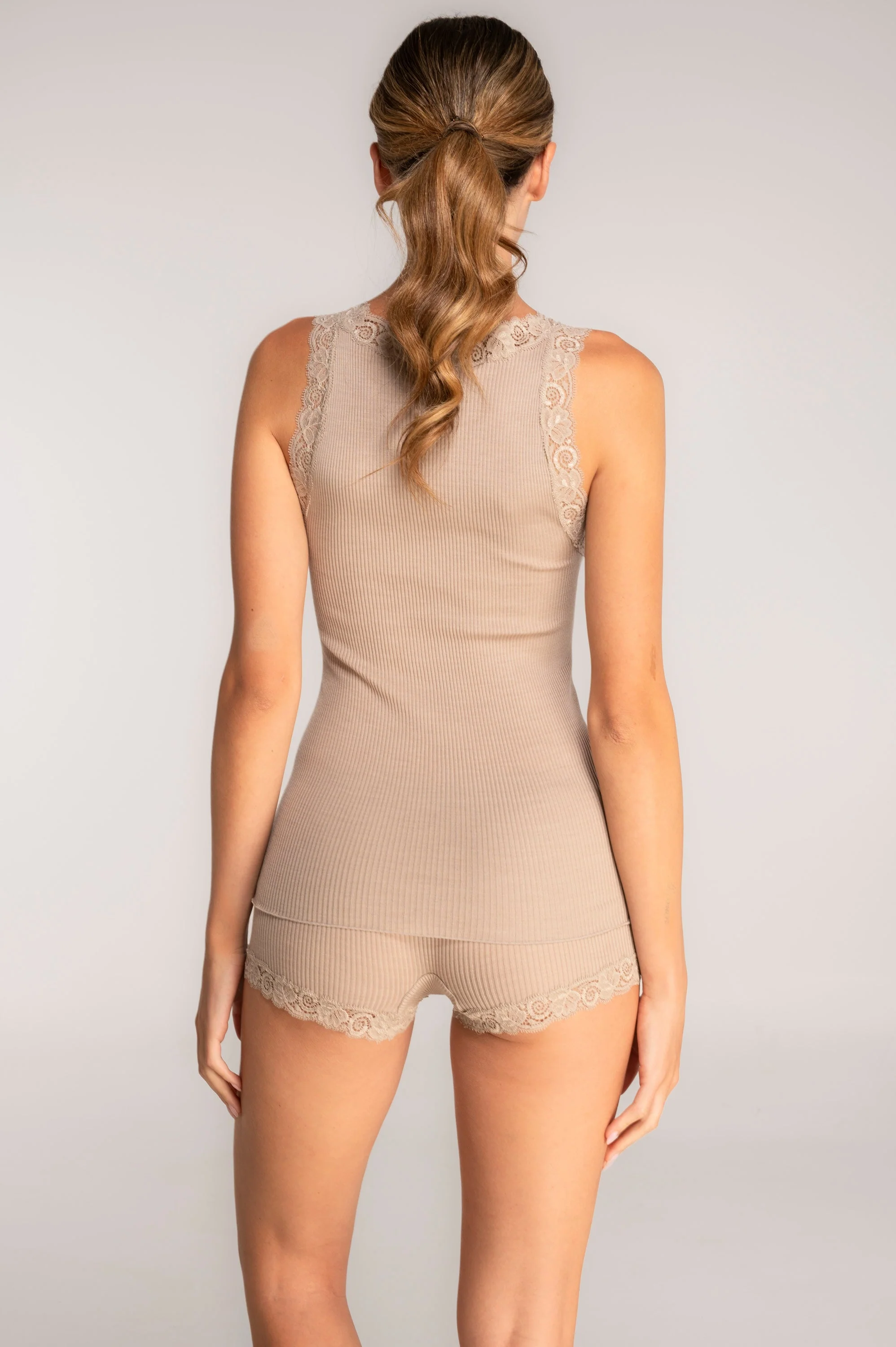 Wool and silk tank top with Leavers lace 3410 - Image 10