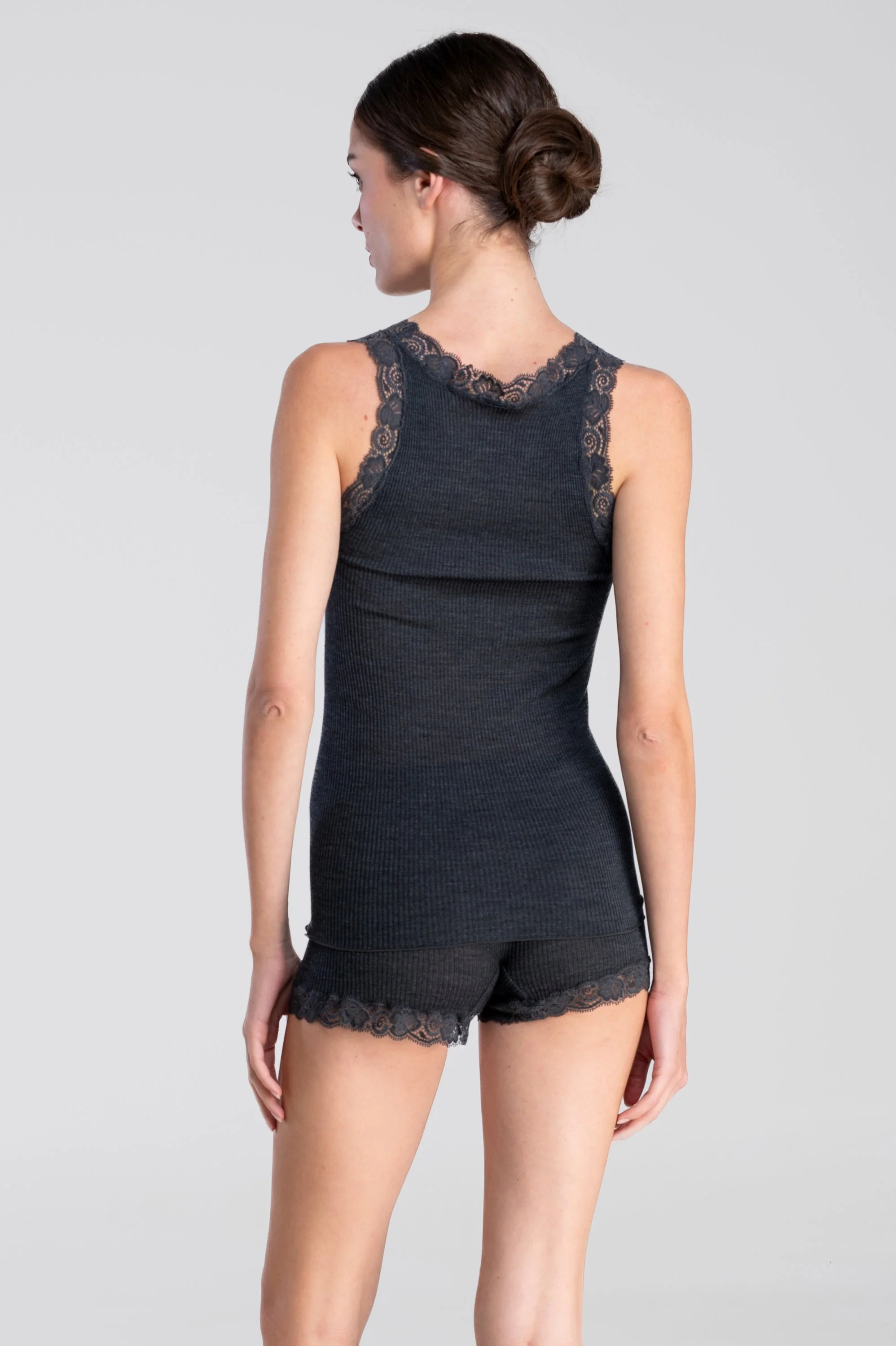 Wool and silk tank top with Leavers lace 3410 - Image 29
