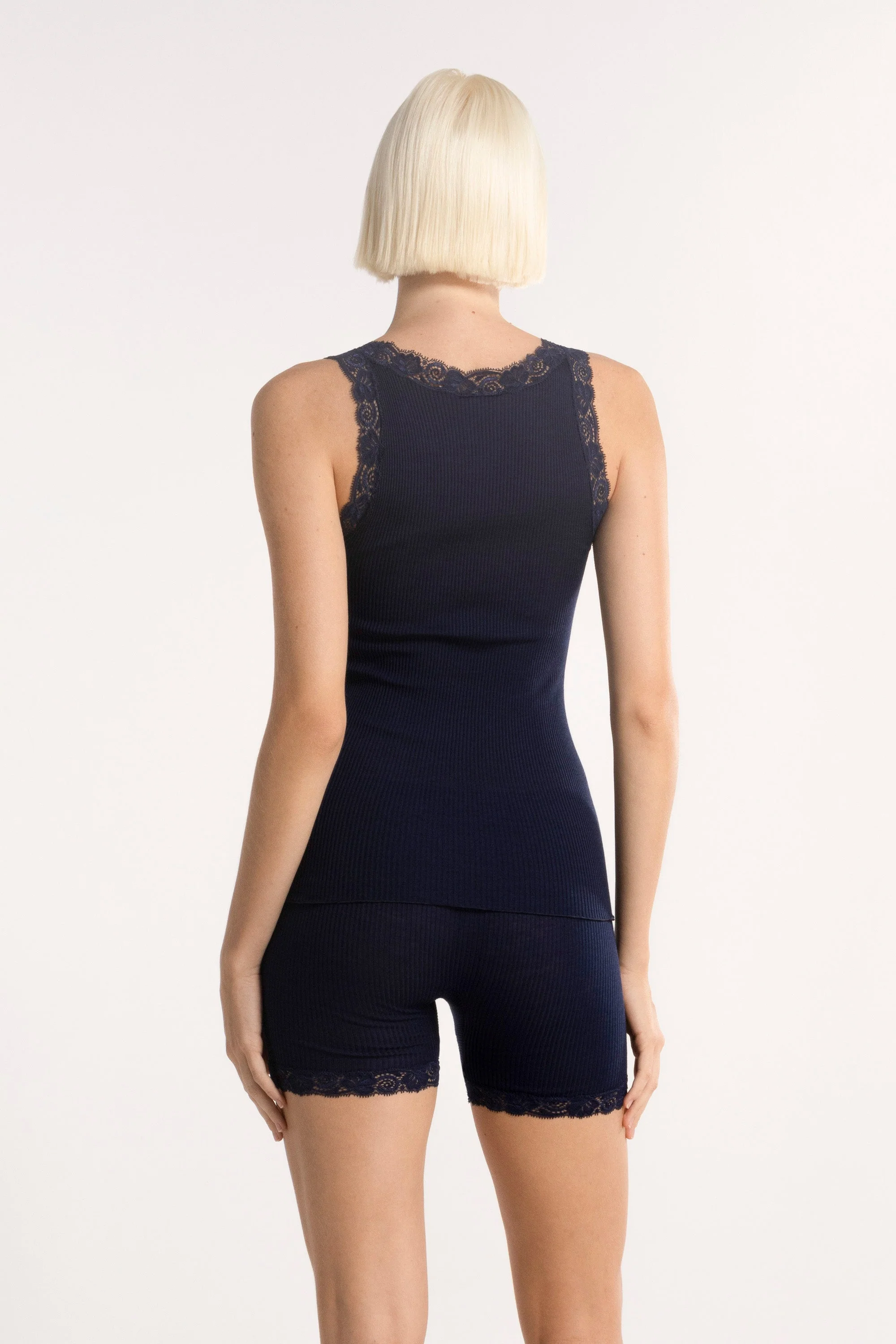 Wool and silk tank top with Leavers lace 3410 - Image 35