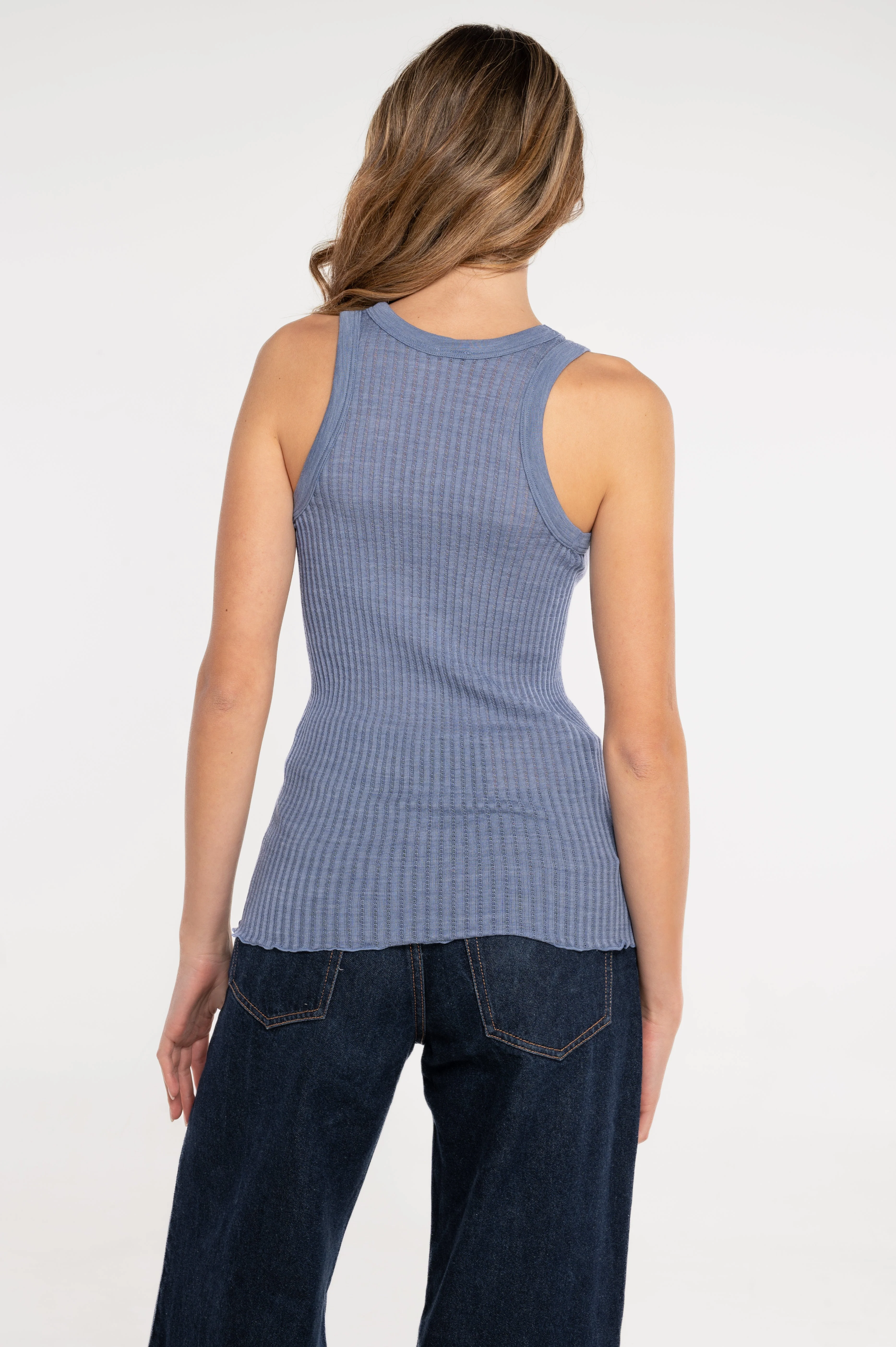 Sleeveless halterneck top in ajouré wool and silk 7490 - Image 26