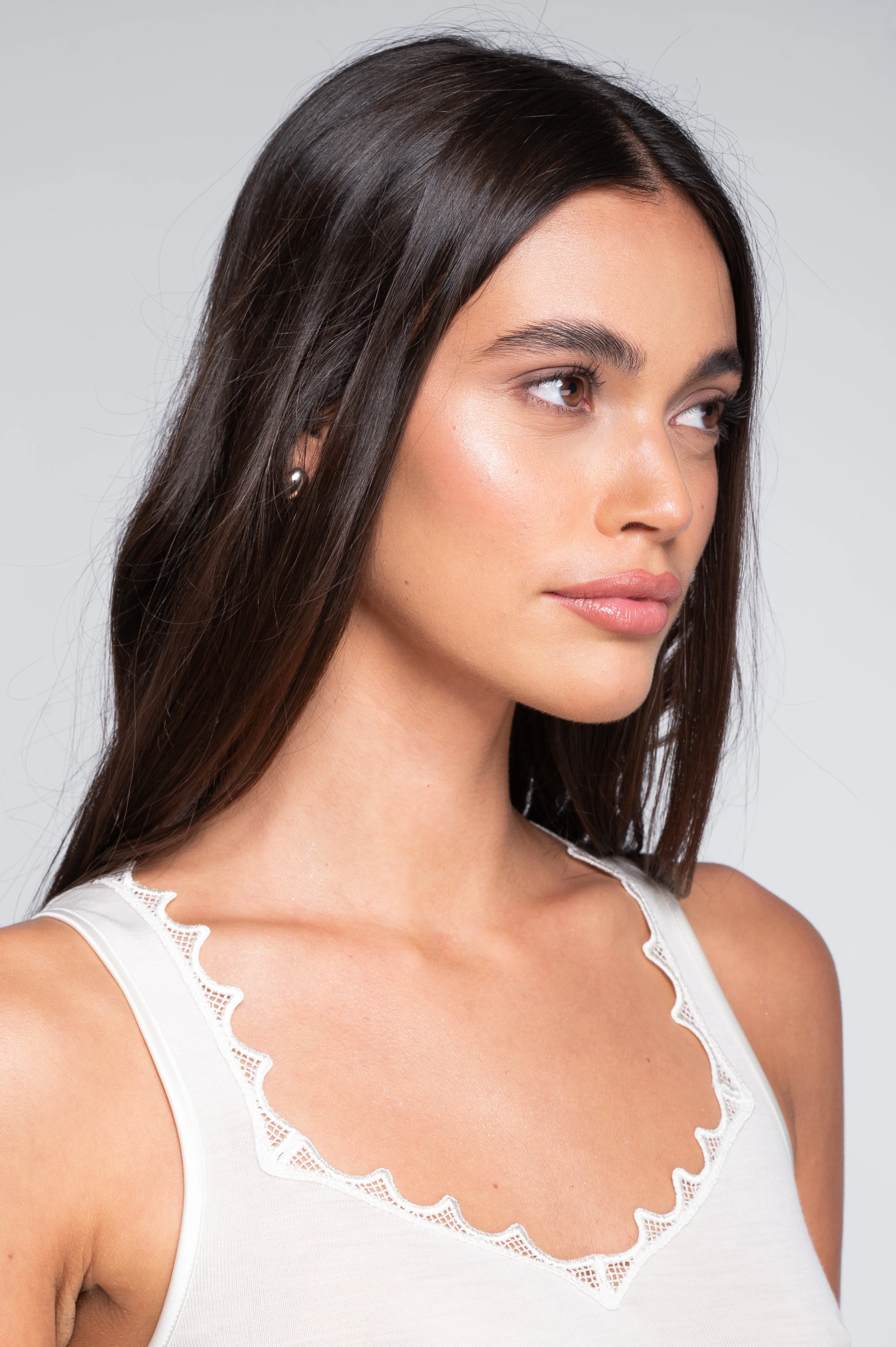 Wool and silk tank top with macramé trim 7651 - Image 3