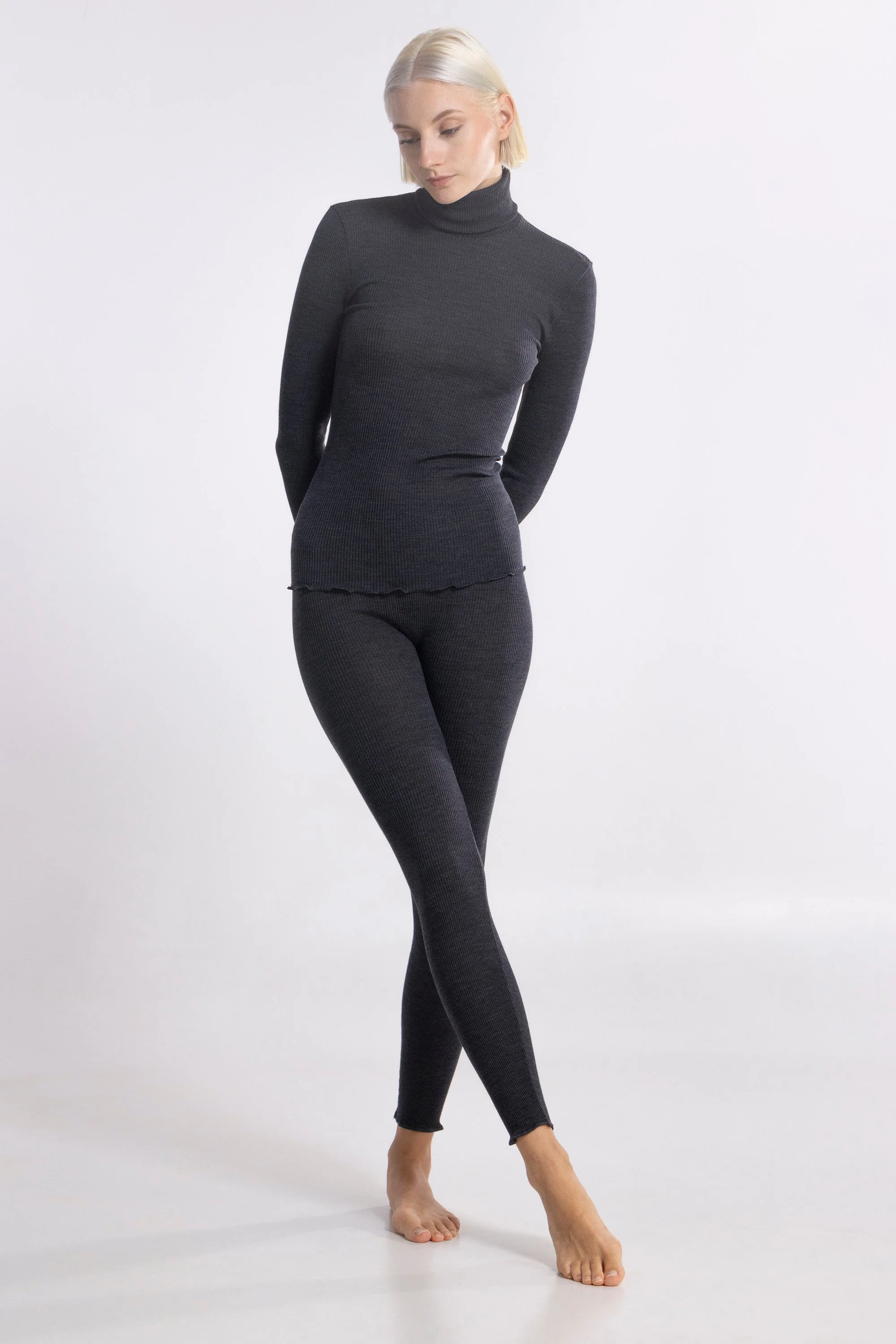 Wool and silk tubolar ribbed leggings 3449 - Image 6