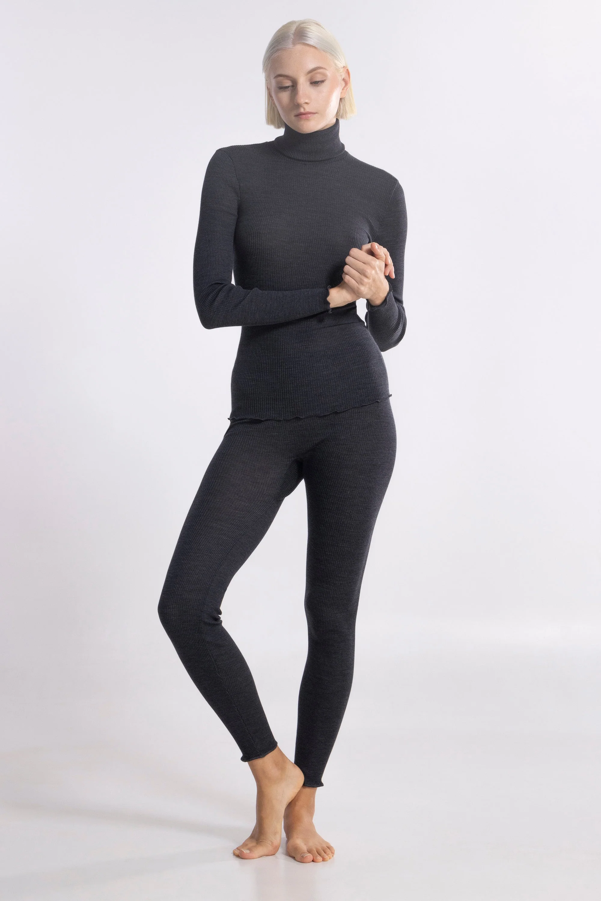 Wool and silk tubolar ribbed leggings 3449 - Image 7