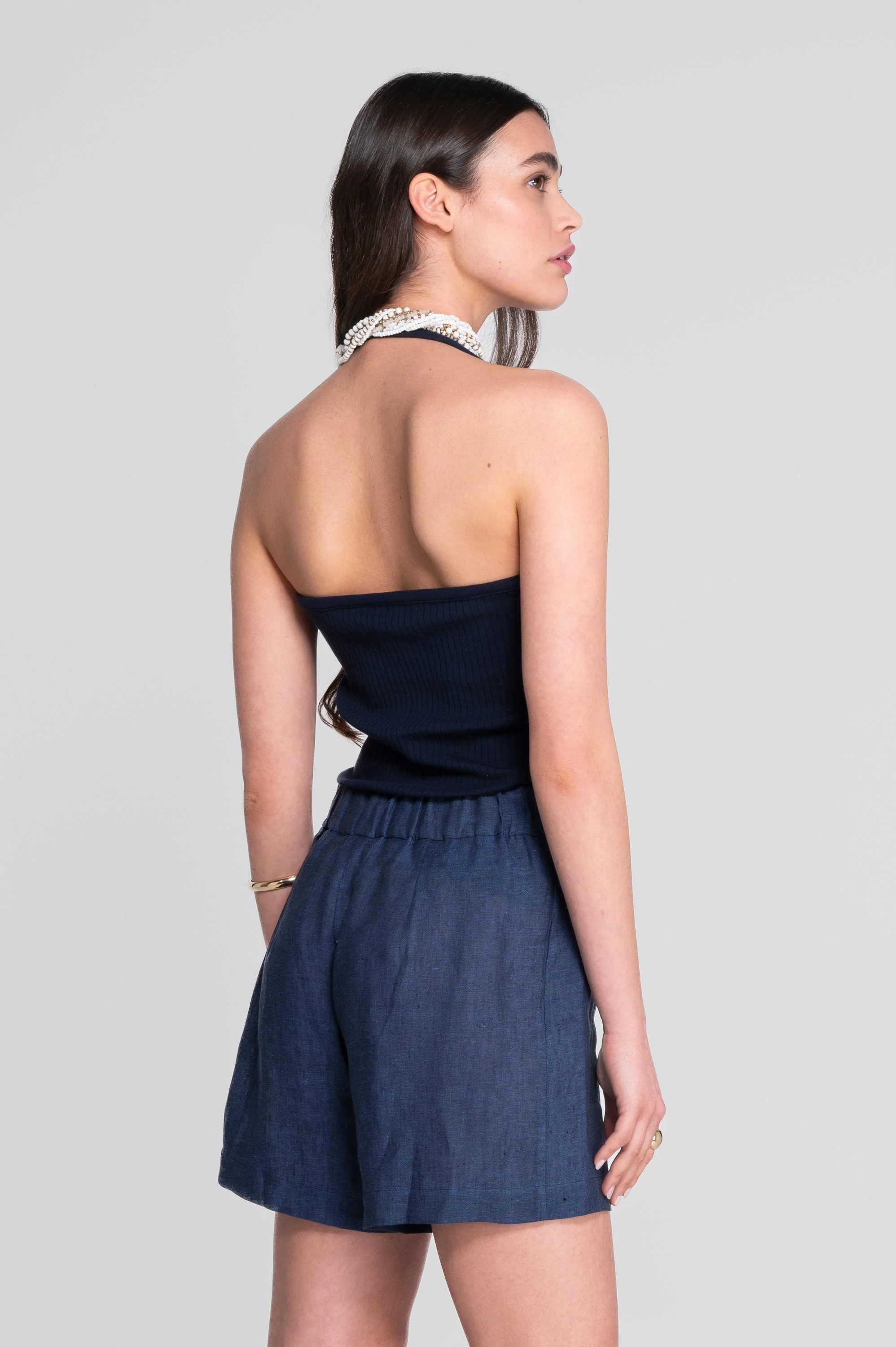 Flared linen shorts 7537L - Image 11