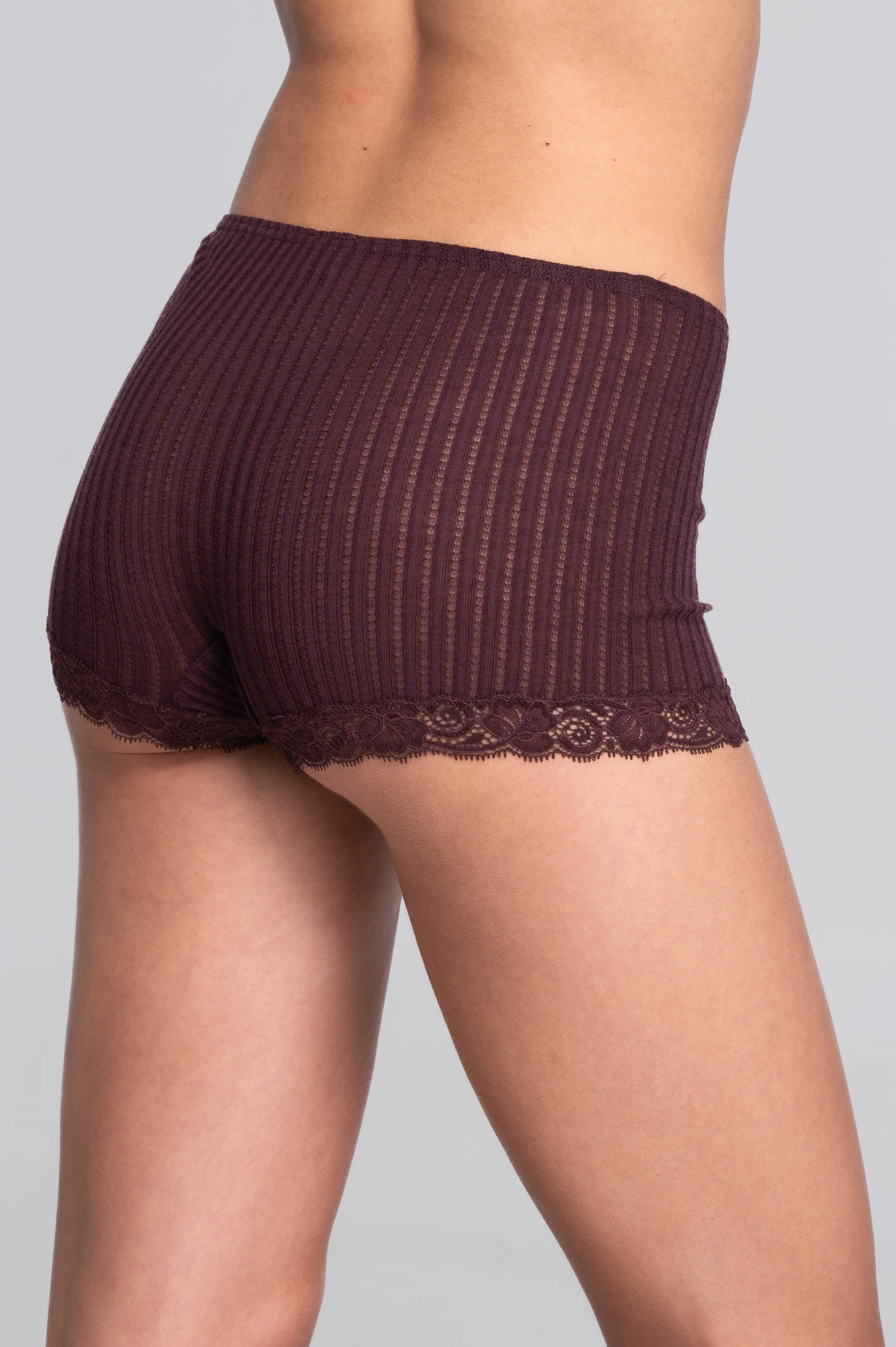 Mid-rise panties in ajouré wool and silk with Leavers lace 7645 - Image 22