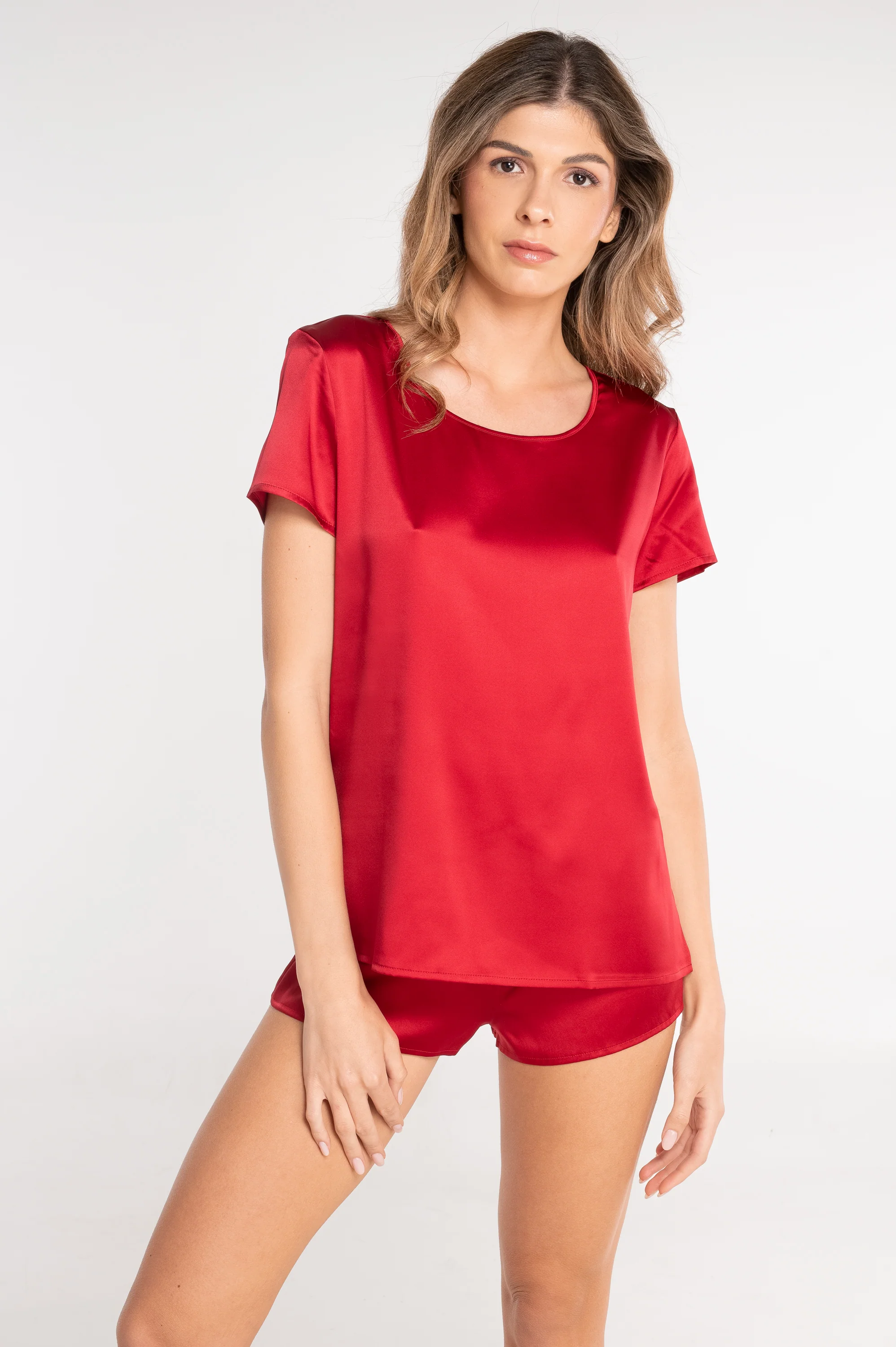 Short-sleeved stretch silk top 10308 - Image 12
