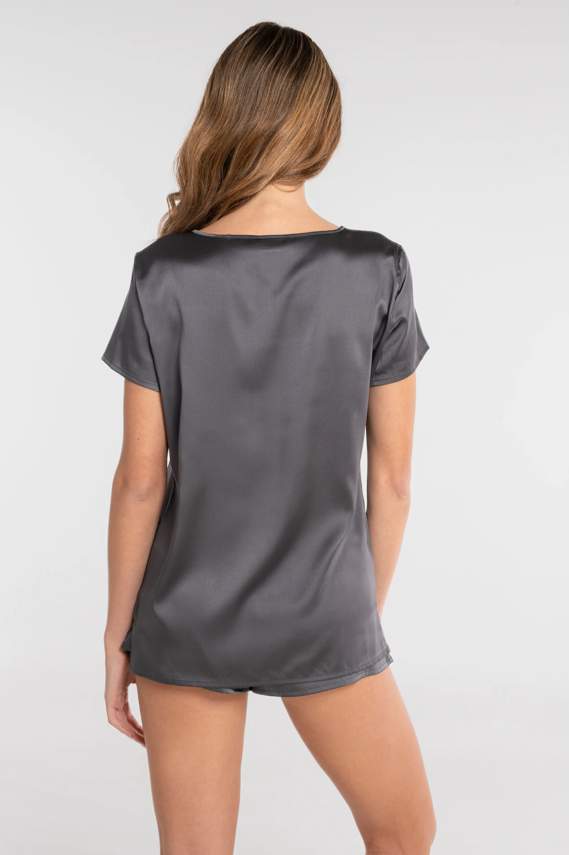 Short-sleeved stretch silk top 10308 - Image 13
